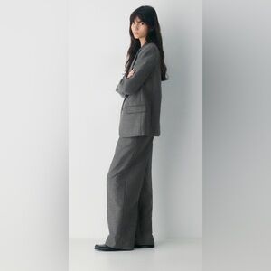 Babaton Wool Cashmere Pleated Pants Gray High Rise Cohen Style 00